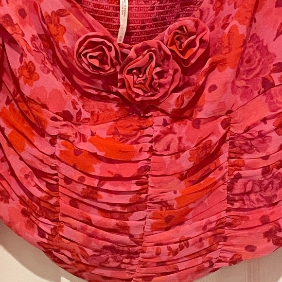 Free People Oh Lala Floral Rosette Crop Top Pink Red Y2K 90’s Valentine’s - Picture 4 of 6